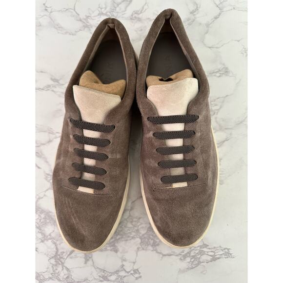 Vince. Shoes Canyon Womens US 8.5 EU 39.5 Steel Bone Suede Slip On Sneakers Gray - Picture 2 of 7
